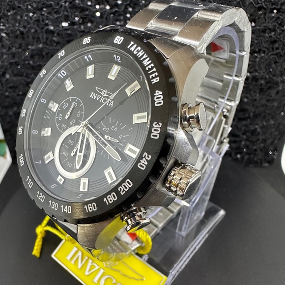 Men's (NWT) Black Faced with Silver Highlights into an all Silver Watch Bracelet - Picture 2 of 4